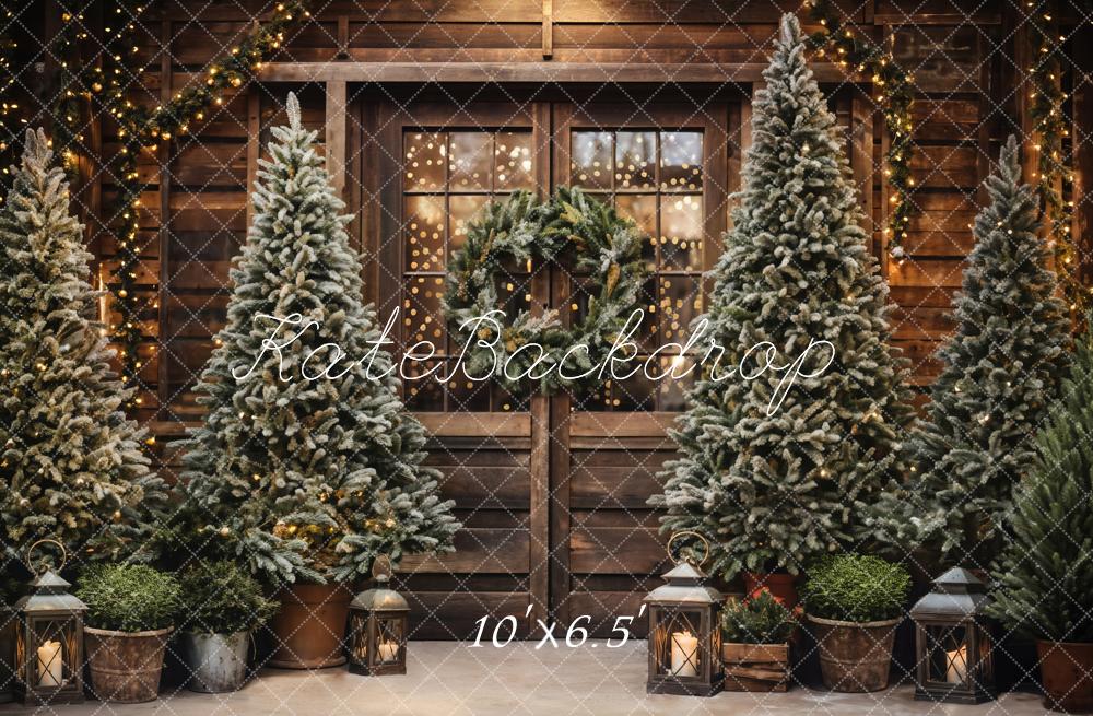 Kate Christmas Tree Outdoor Wooden Barn Backdrop Designed by Emetselch