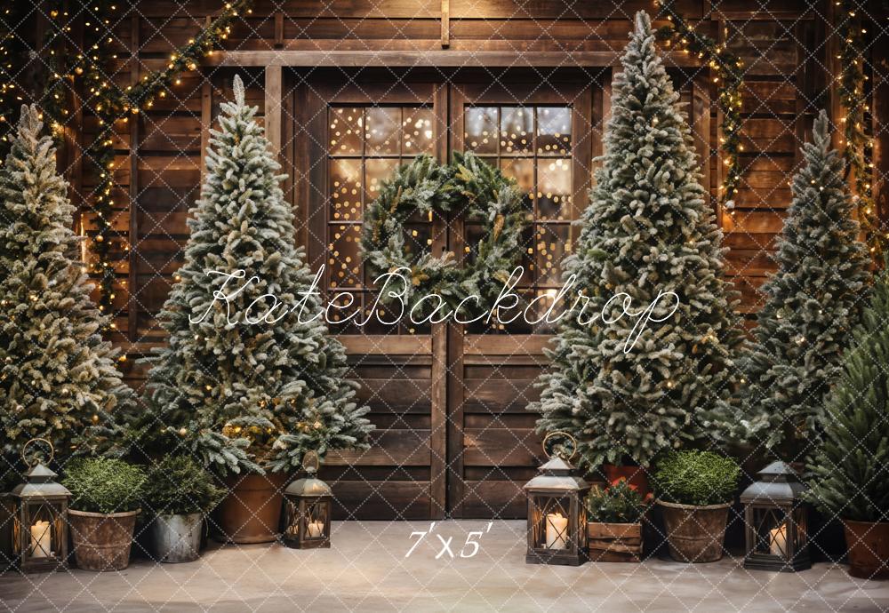 Kate Christmas Tree Outdoor Wooden Barn Backdrop Designed by Emetselch