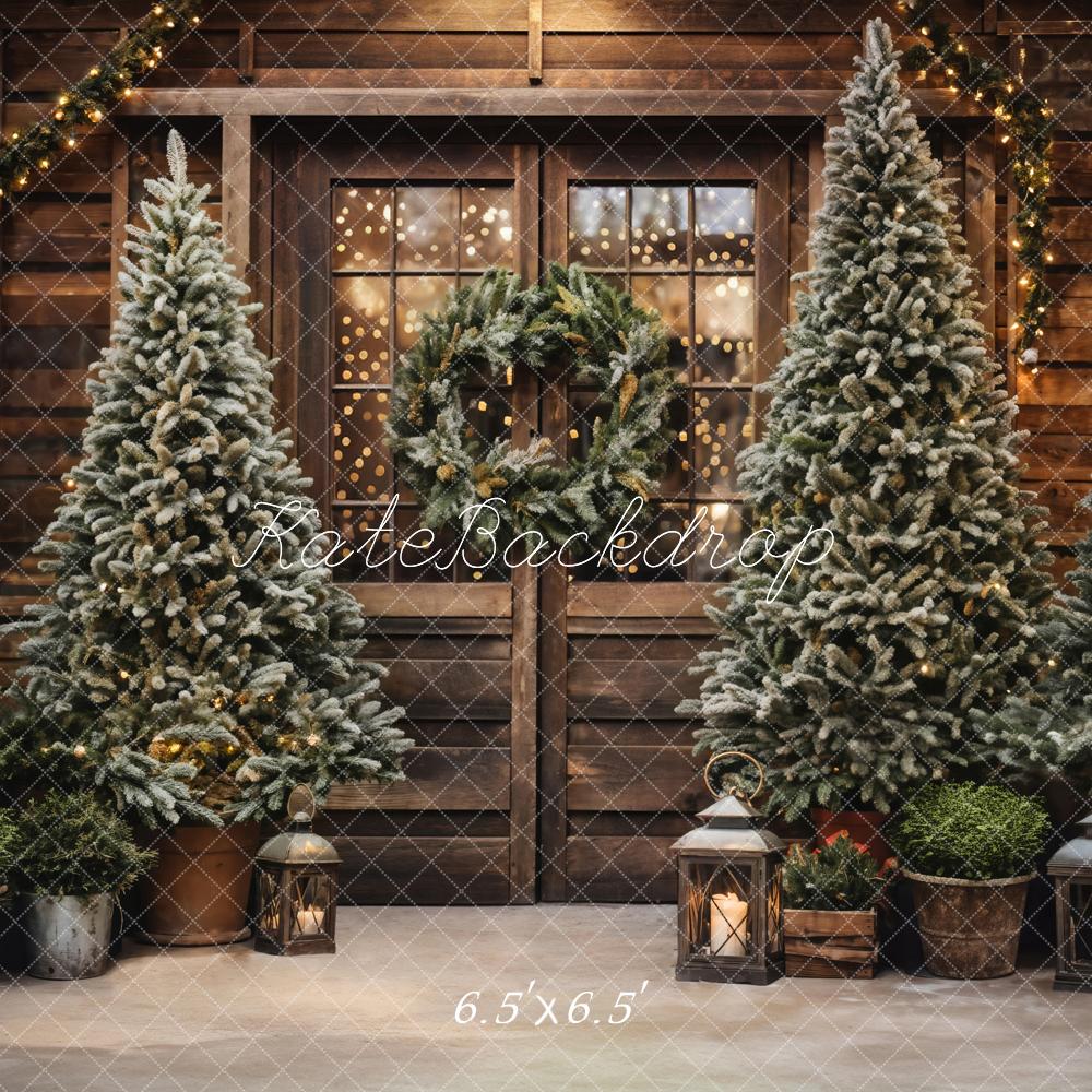 Kate Christmas Tree Outdoor Wooden Barn Backdrop Designed by Emetselch