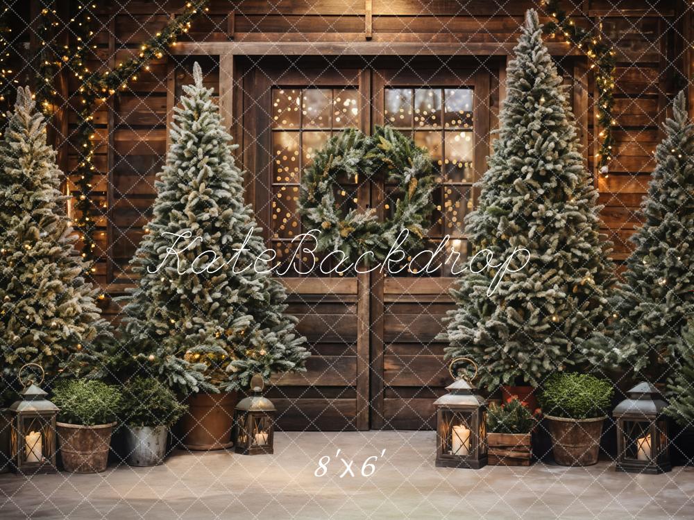 Kate Christmas Tree Outdoor Wooden Barn Backdrop Designed by Emetselch