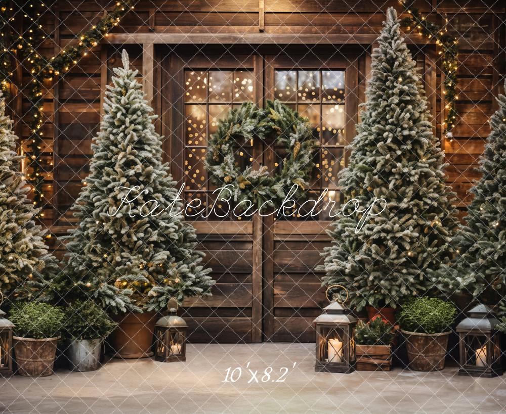 Kate Christmas Tree Outdoor Wooden Barn Backdrop Designed by Emetselch