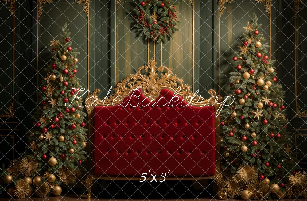 Kate Christmas Tree Red Headboard Backdrop Designed by Emetselch