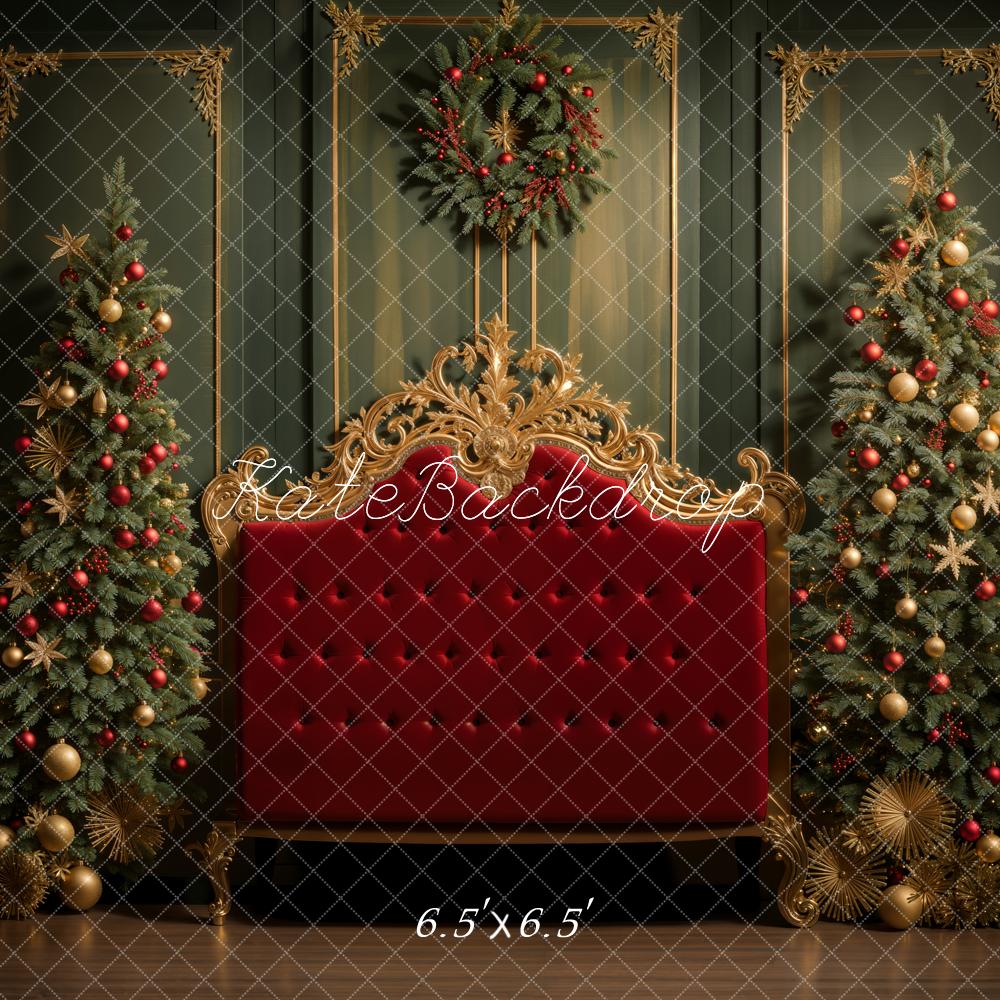 Kate Christmas Tree Red Headboard Backdrop Designed by Emetselch