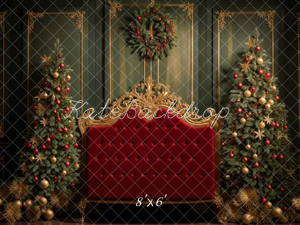 Kate Christmas Tree Red Headboard Backdrop Designed by Emetselch