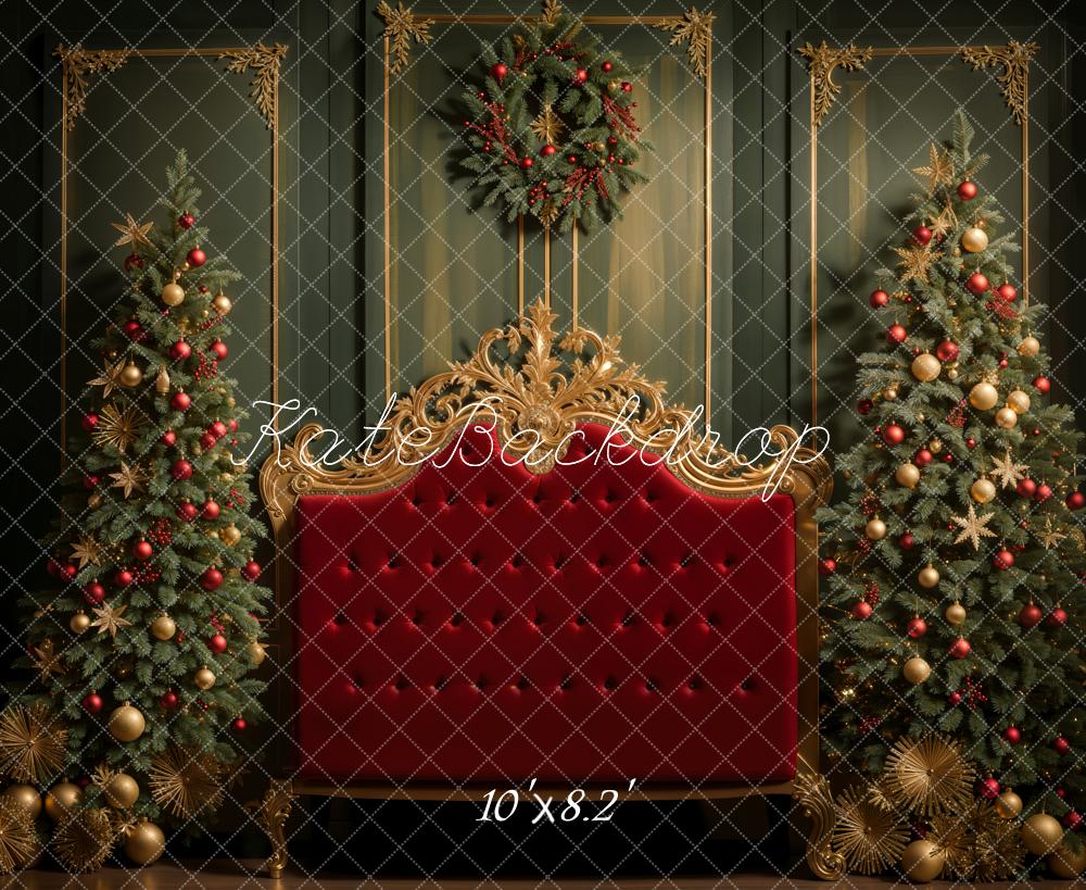 Kate Christmas Tree Red Headboard Backdrop Designed by Emetselch