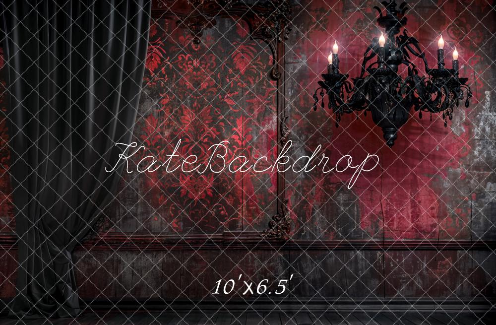 Kate Retro Wall Backdrop Halloween Dark Black Curtains Red Designed by Emetselch