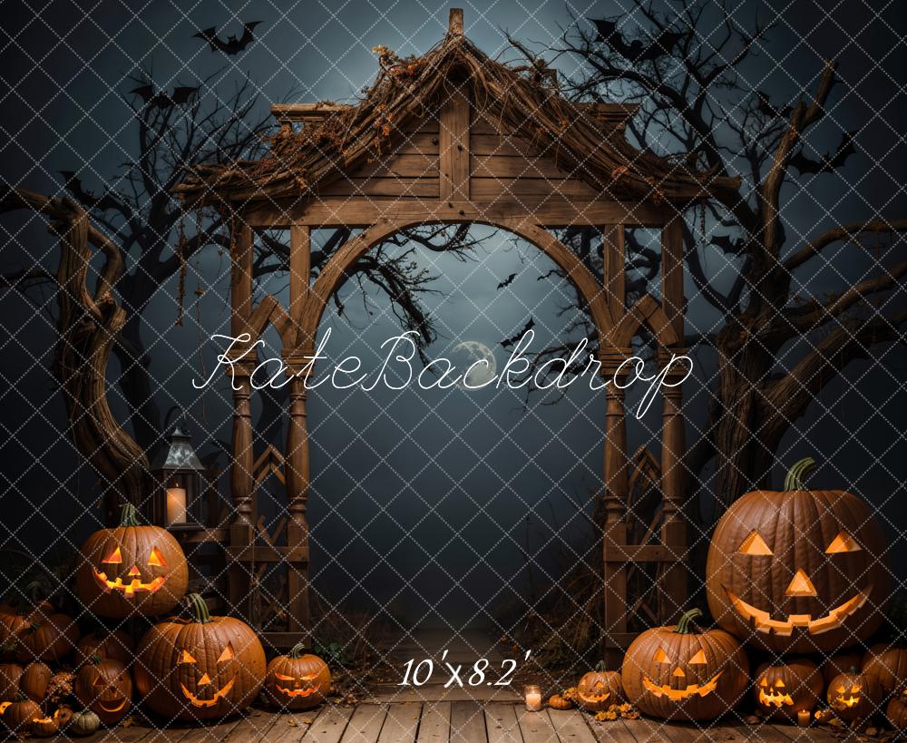 Kate Halloween Dark Pumpkin Arch Backdrop Designed by Emetselch