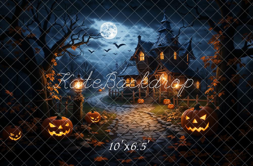 Kate Halloween Backdrop Pumpkin Magic Dark Forest Castle Designed by Emetselch