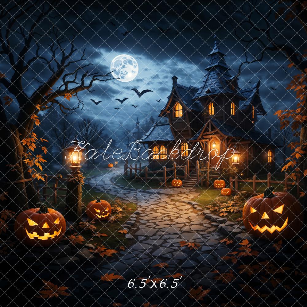 Kate Halloween Backdrop Pumpkin Magic Dark Forest Castle Designed by Emetselch