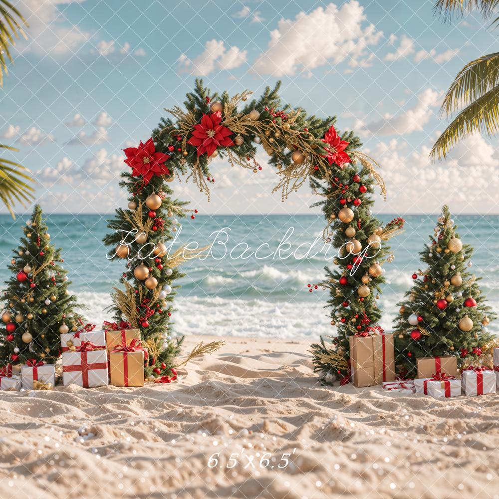 Kate Christmas Tree Sea Beach Gift Backdrop Designed by Emetselch