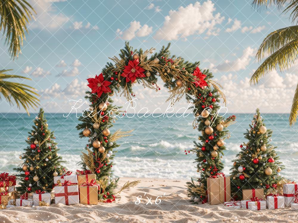 Kate Christmas Tree Sea Beach Gift Backdrop Designed by Emetselch