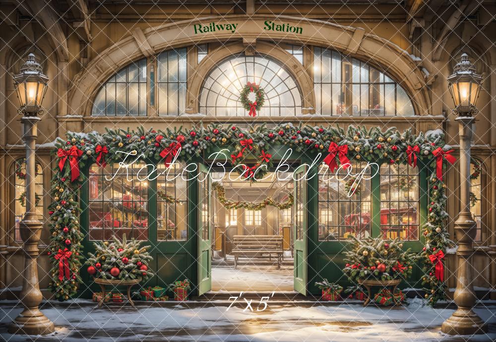 Kate Christmas Railway Station Backdrop Designed by Emetselch