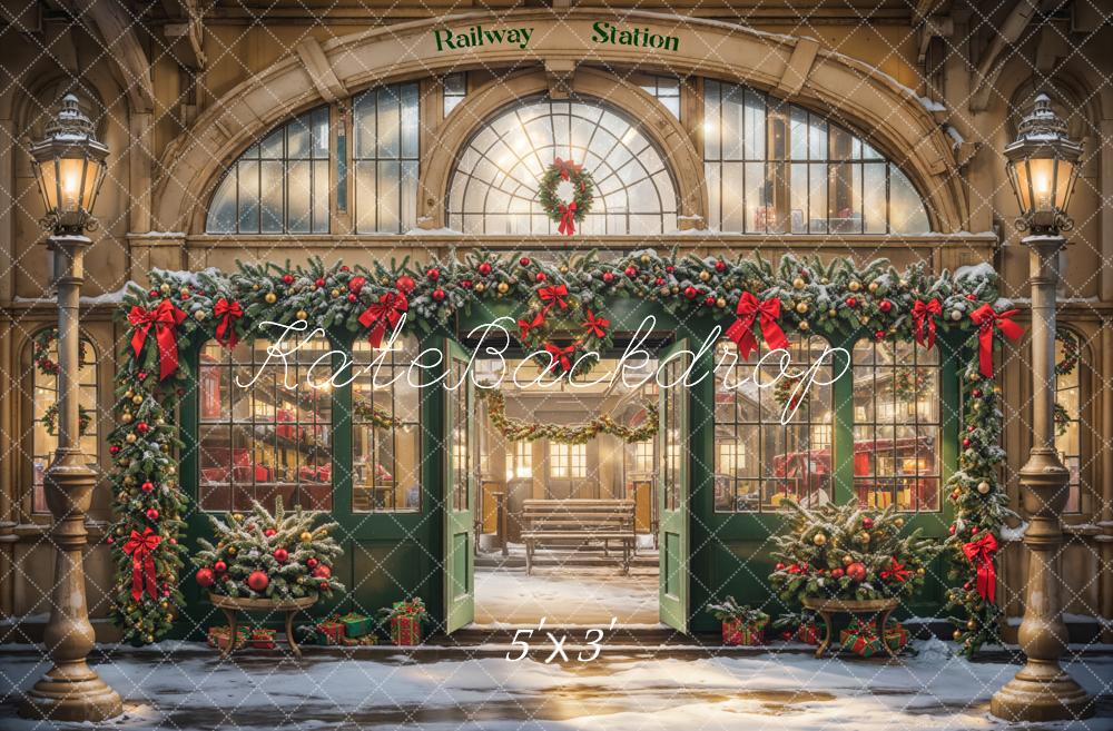 Kate Christmas Railway Station Backdrop Designed by Emetselch