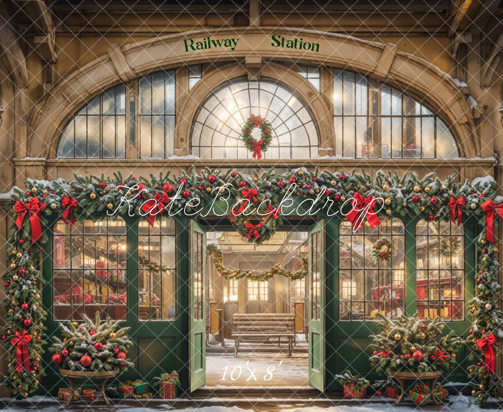 Kate Christmas Railway Station Backdrop Designed by Emetselch