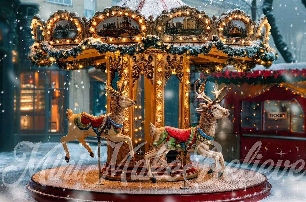 Kate Christmas Carousel Winter Backdrop Designed by Mini MakeBelieve