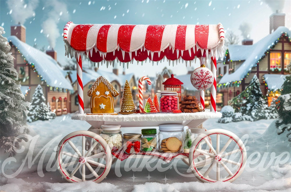 Kate Christmas Backdrop Gingerbread Candy Stand Cart Designed by Mini MakeBelieve