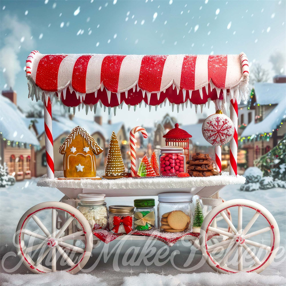 Kate Christmas Backdrop Gingerbread Candy Stand Cart Designed by Mini MakeBelieve