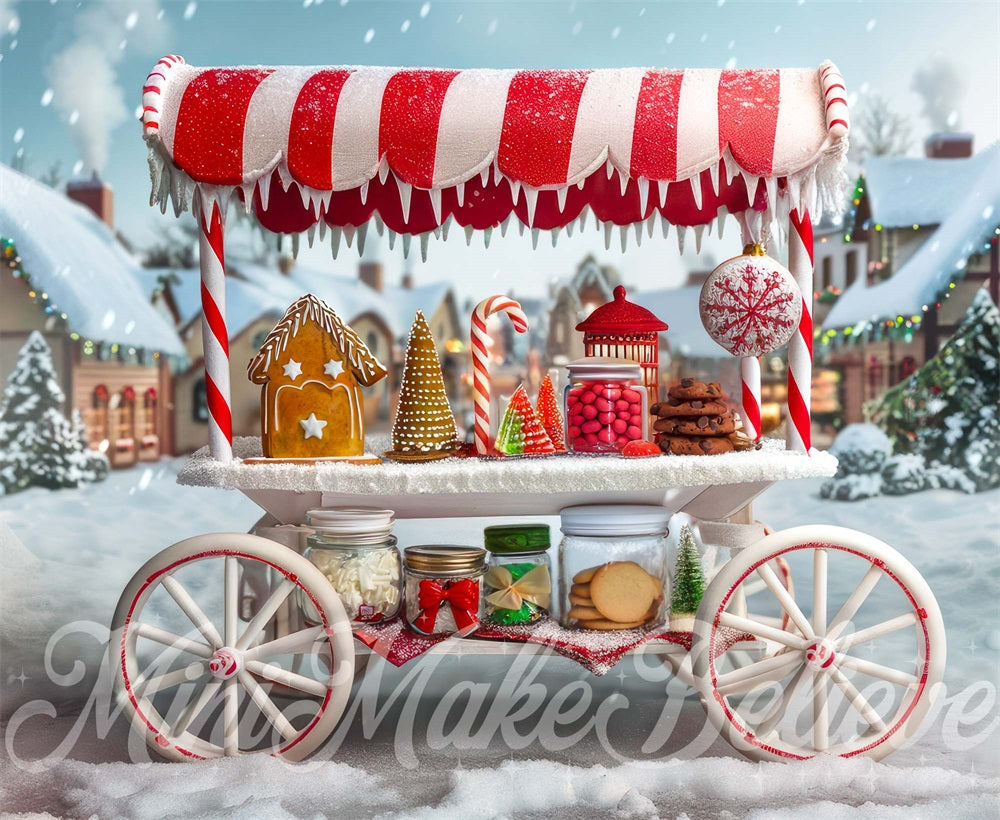 Kate Christmas Backdrop Gingerbread Candy Stand Cart Designed by Mini MakeBelieve