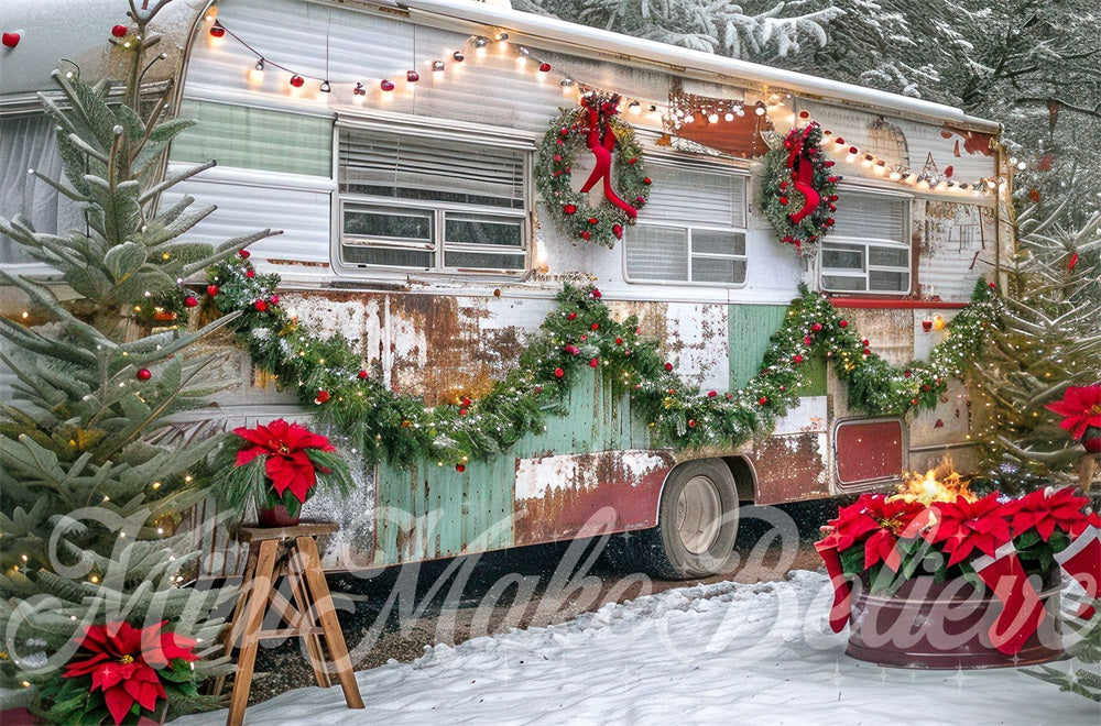 Kate Christmas Dingy RV Scene Backdrop Designed by Mini MakeBelieve