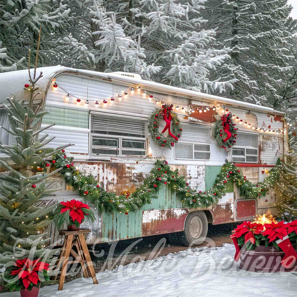 Kate Christmas Dingy RV Scene Backdrop Designed by Mini MakeBelieve