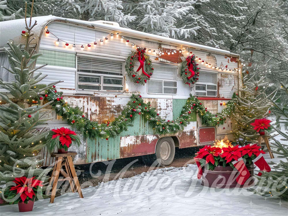 Kate Christmas Dingy RV Scene Backdrop Designed by Mini MakeBelieve