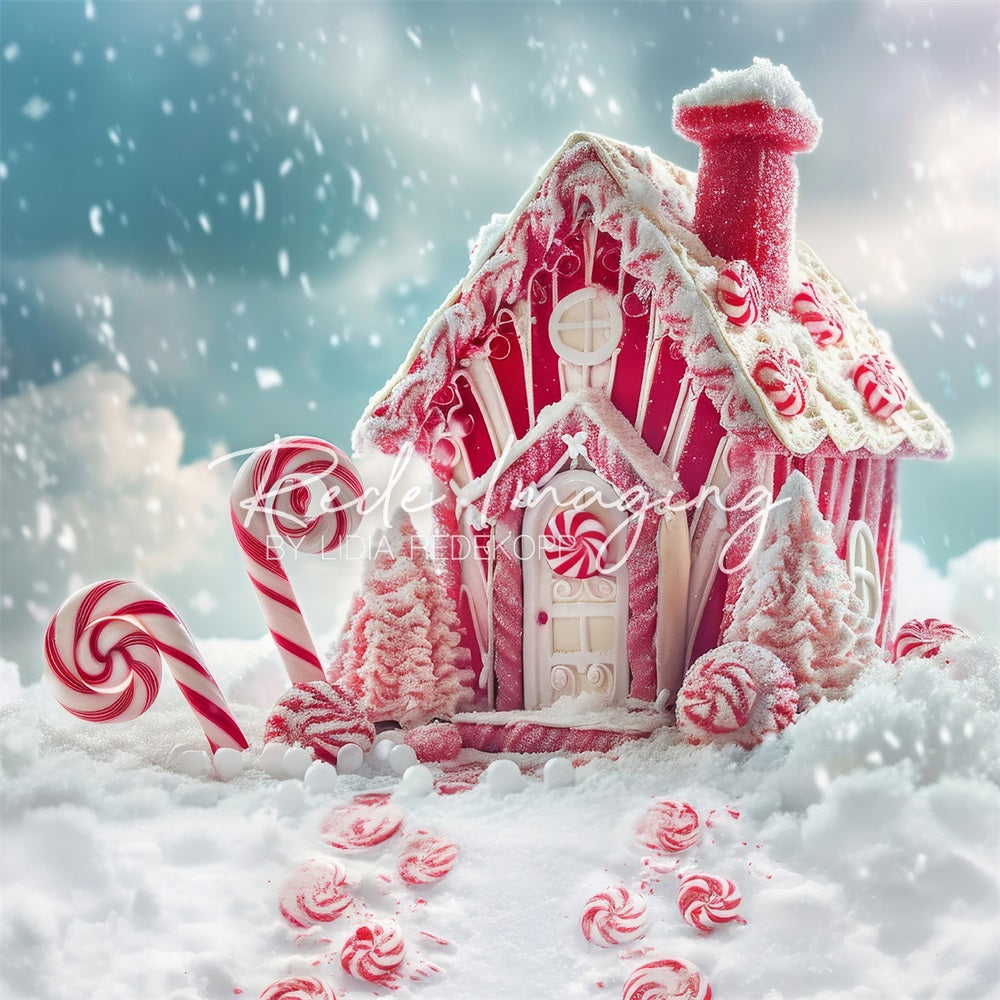 Kate Peppermint Candy House Backdrop Path Christmas Designed by Lidia Redekopp