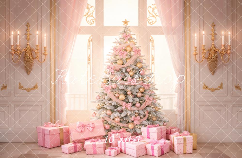 Kate Pink Christmas Tree Backdrop Window Gift Designed by Emetselch