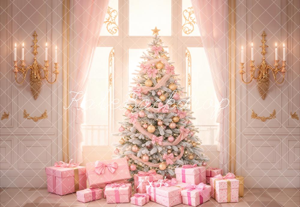 Kate Pink Christmas Tree Backdrop Window Gift Designed by Emetselch