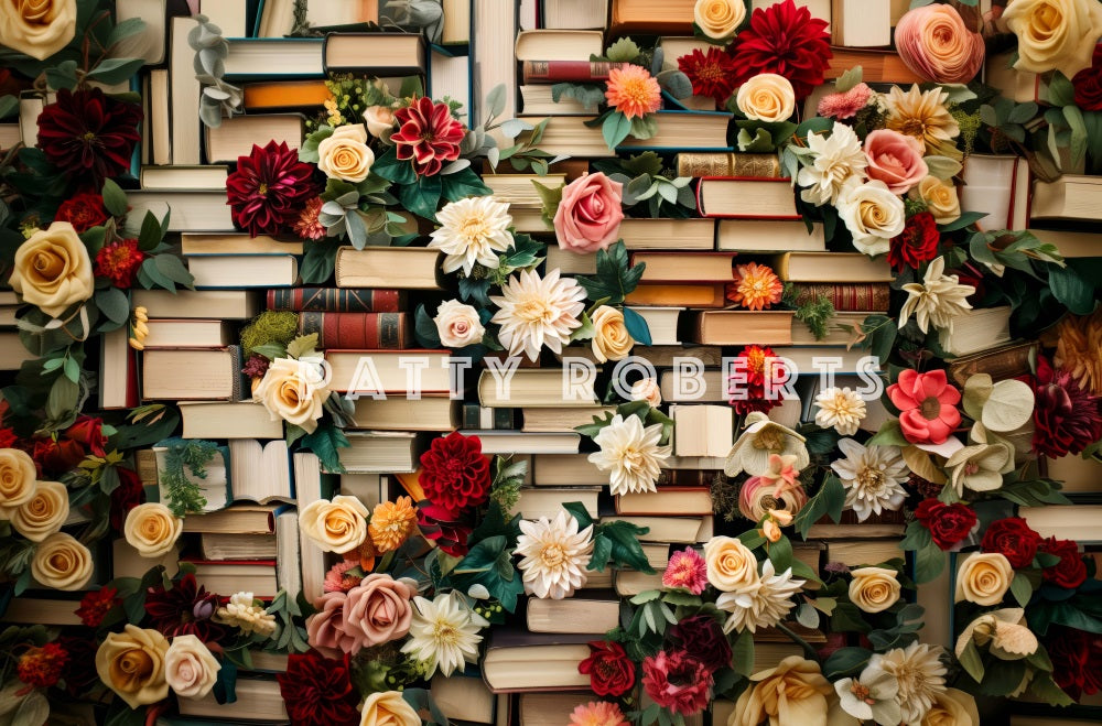 Kate Books Flowers Wall Backdrop Designed by Patty Robert