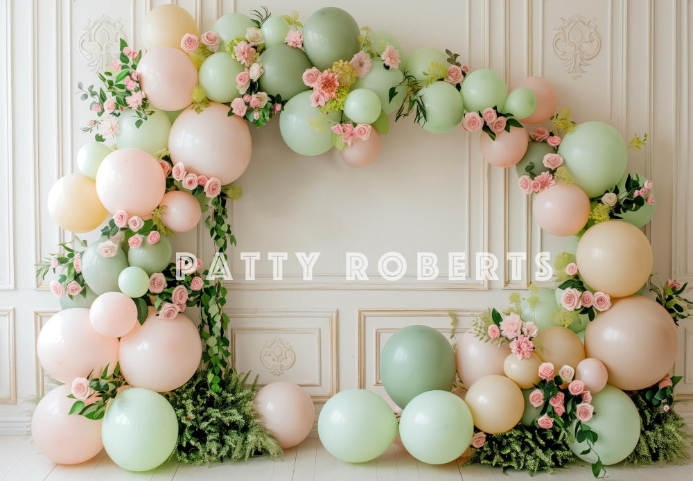 Kate Green Balloons Roses Backdrop Spring Designed by Patty Robert