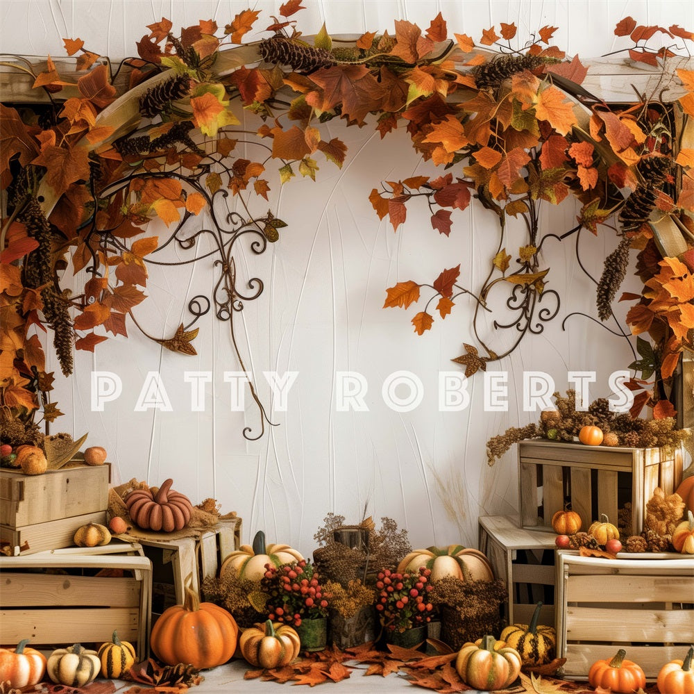 Kate Wooden Fall Arch Pumpkins Backdrop Designed by Patty Robert