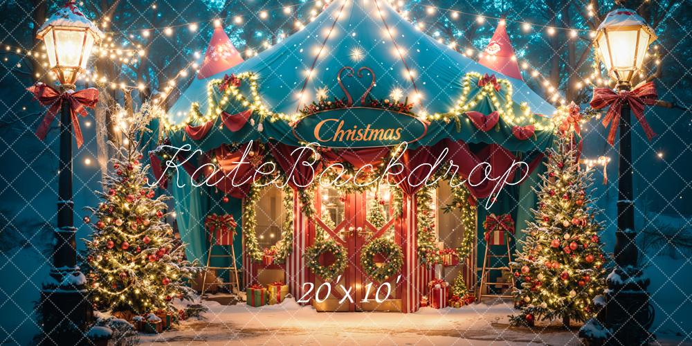 Kate Christmas Dreamy Forest Night Blue Tent Backdrop Designed by Emetselch