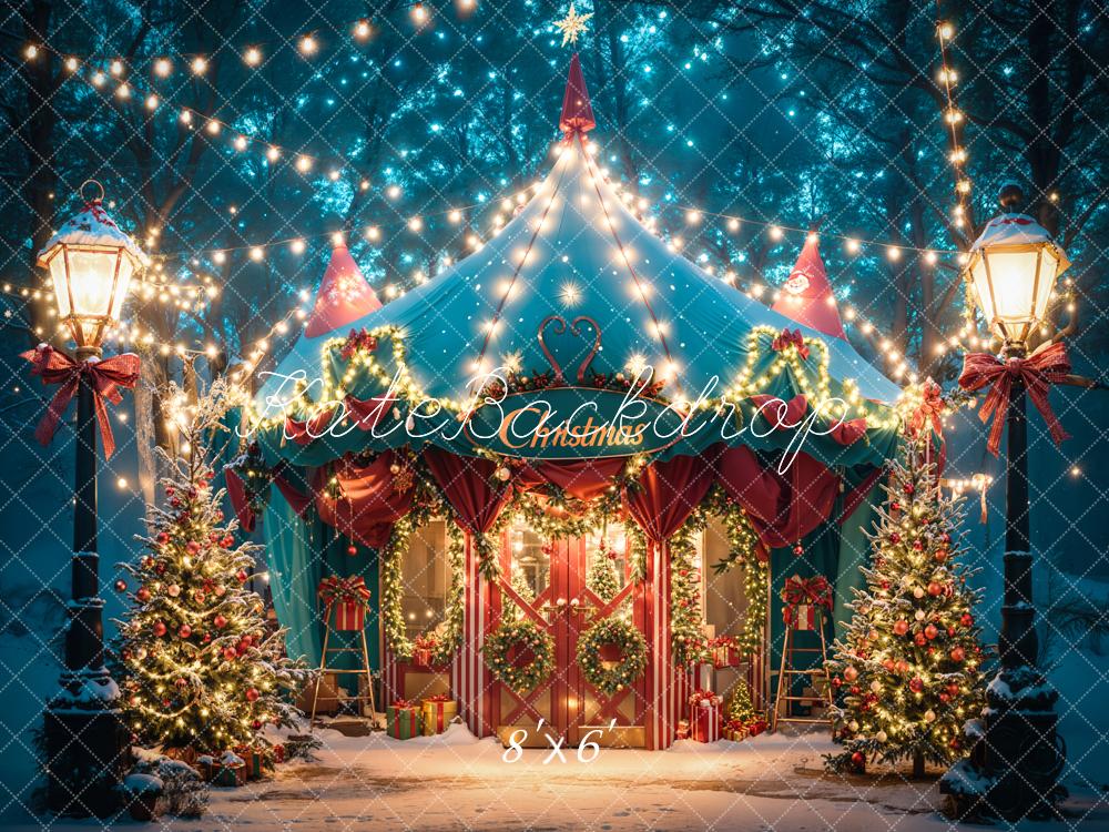 Kate Christmas Dreamy Forest Night Blue Tent Backdrop Designed by Emetselch