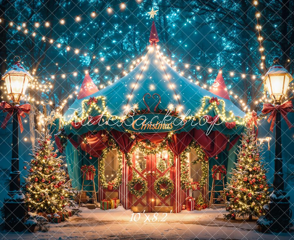 Kate Christmas Dreamy Forest Night Blue Tent Backdrop Designed by Emetselch