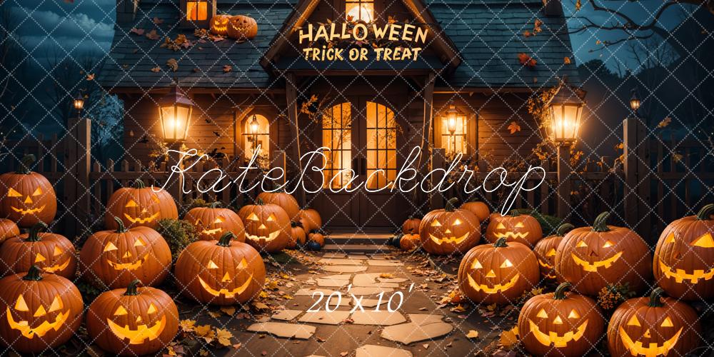 Kate Halloween Outdoor Forest Pumpkin Cottage Backdrop Designed by Emetselch