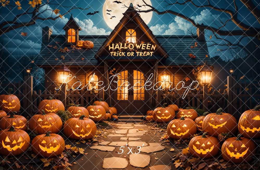 Kate Halloween Outdoor Forest Pumpkin Cottage Backdrop Designed by Emetselch