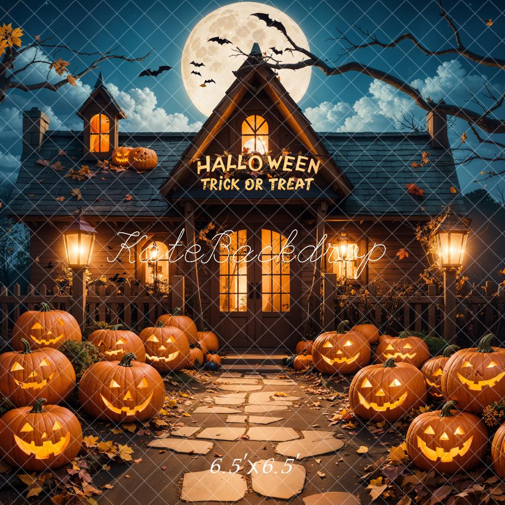 Kate Halloween Outdoor Forest Pumpkin Cottage Backdrop Designed by Emetselch