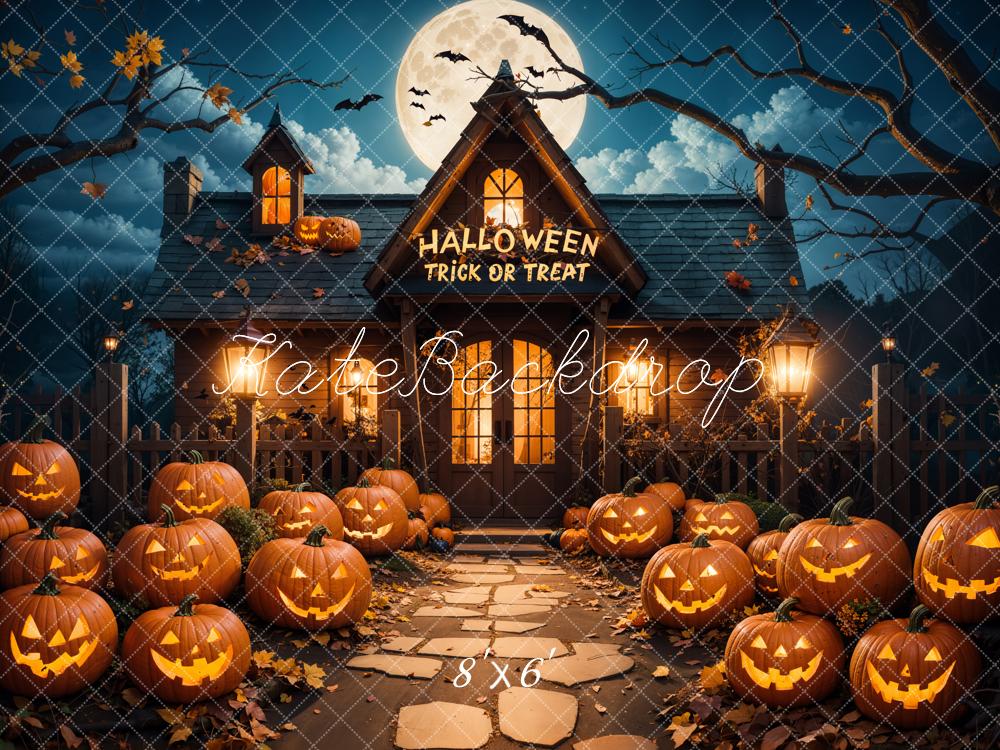 Kate Halloween Outdoor Forest Pumpkin Cottage Backdrop Designed by Emetselch