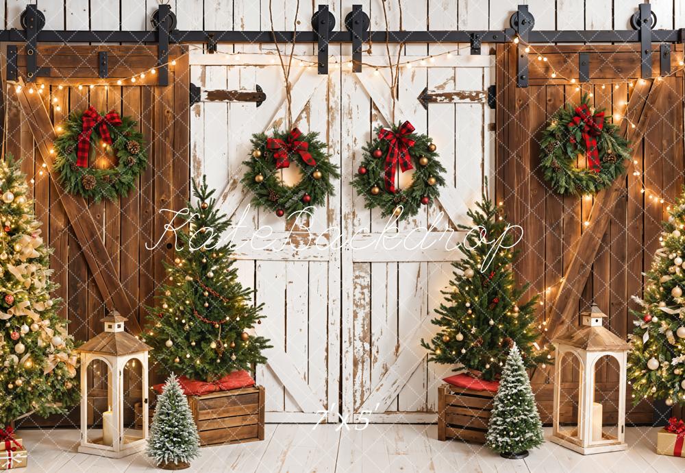 Kate Christmas Tree Retro Barn Door Backdrop Designed by Emetselch