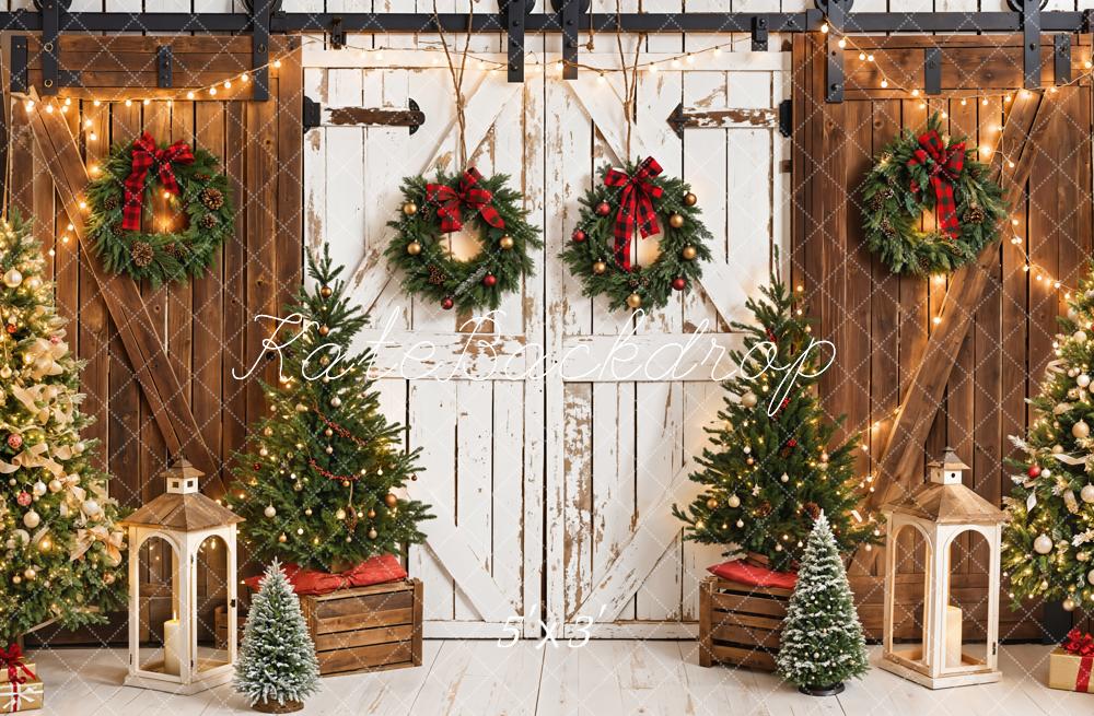 Kate Christmas Tree Retro Barn Door Backdrop Designed by Emetselch