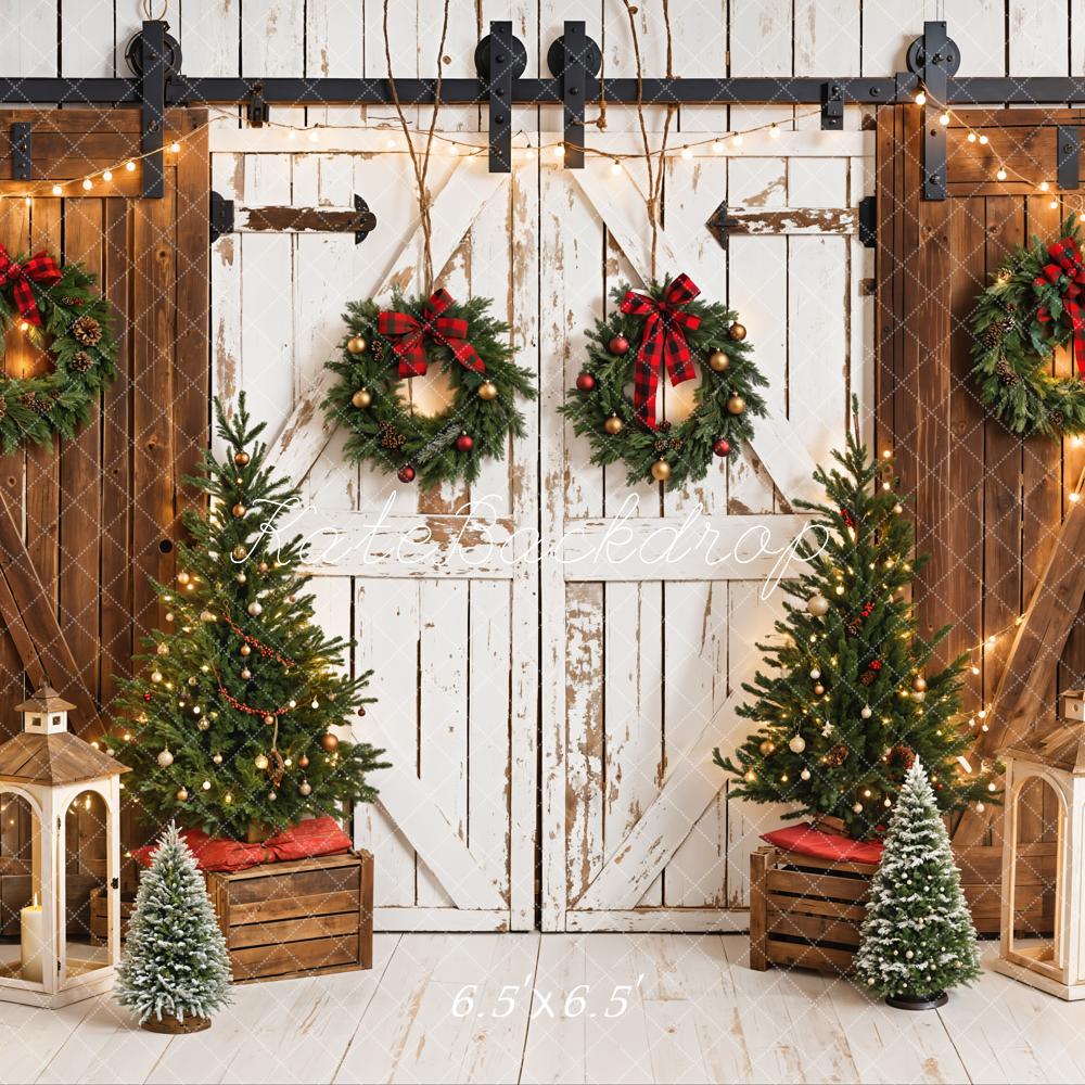 Kate Christmas Tree Retro Barn Door Backdrop Designed by Emetselch