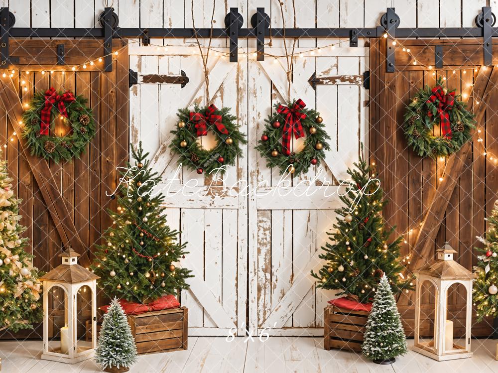 Kate Christmas Tree Retro Barn Door Backdrop Designed by Emetselch