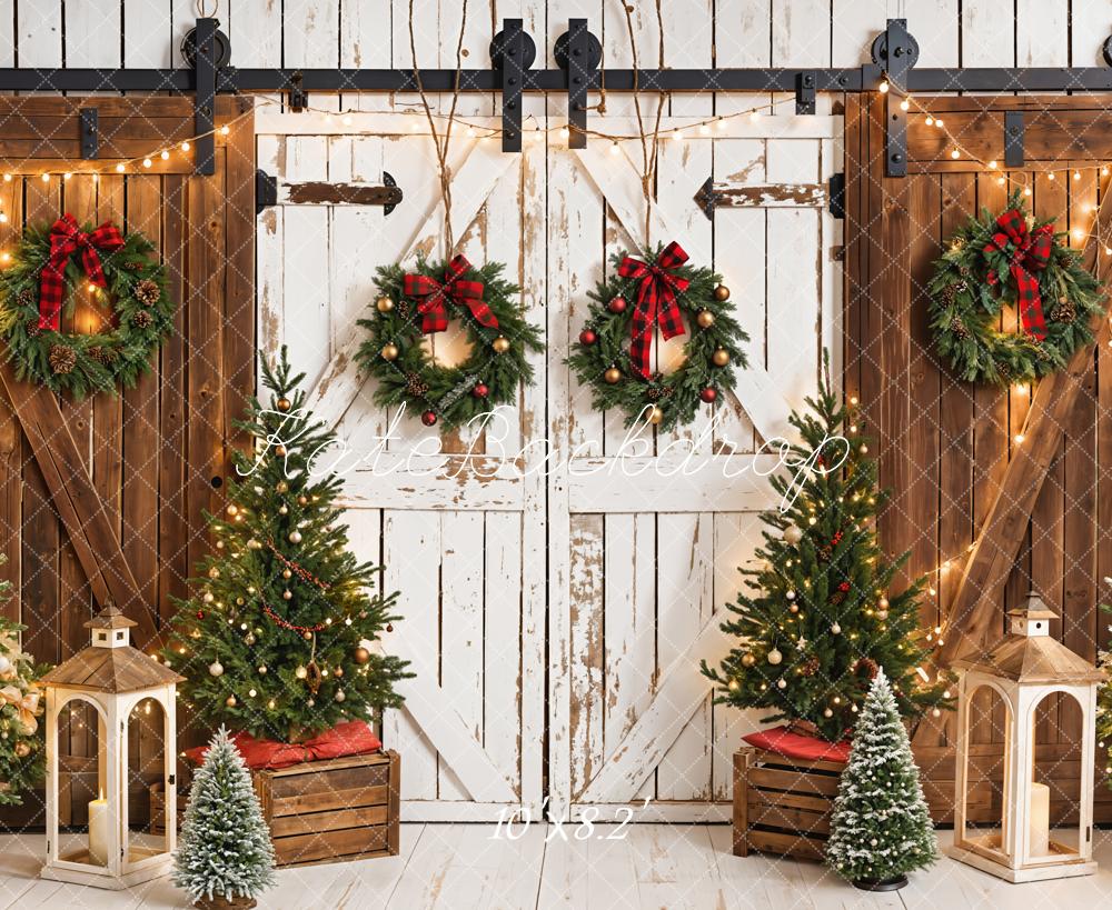 Kate Christmas Tree Retro Barn Door Backdrop Designed by Emetselch