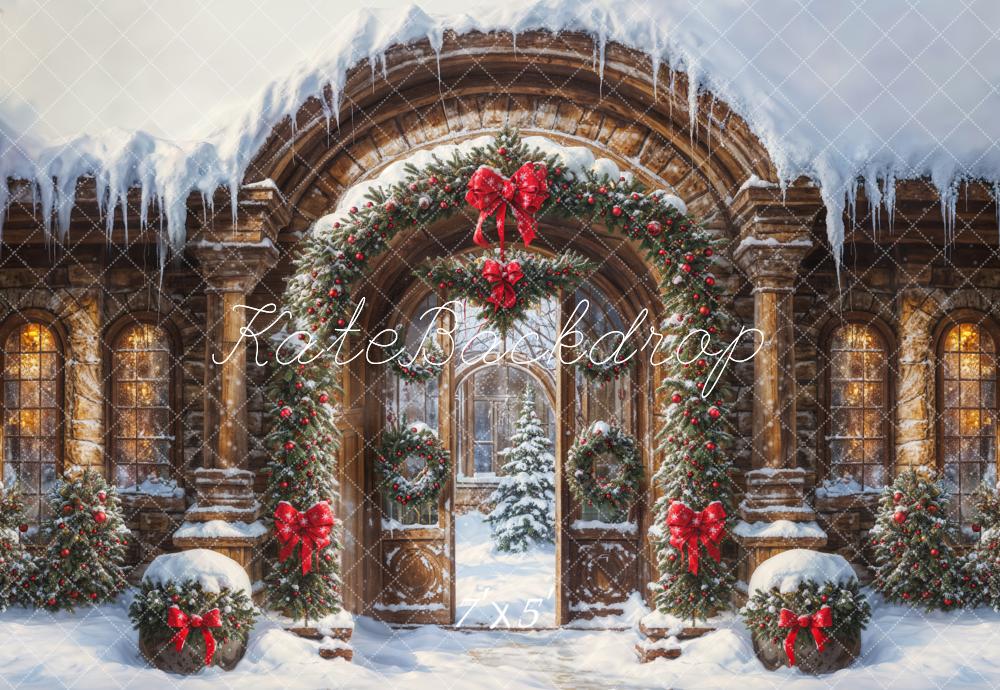 Kate Christmas Arch Winter Snow Gate Backdrop Designed by GQ