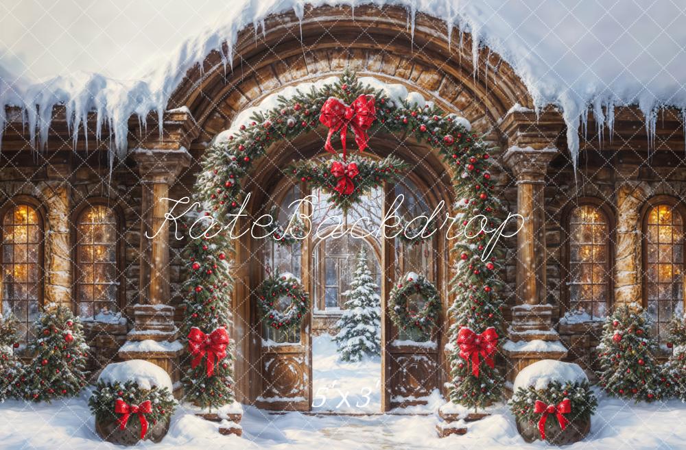 Kate Christmas Arch Winter Snow Gate Backdrop Designed by GQ