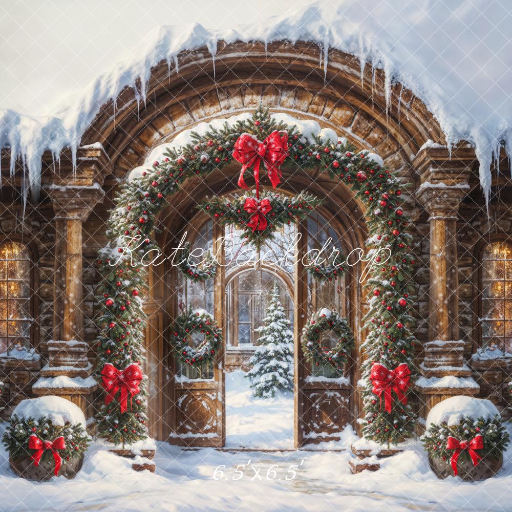 Kate Christmas Arch Winter Snow Gate Backdrop Designed by GQ