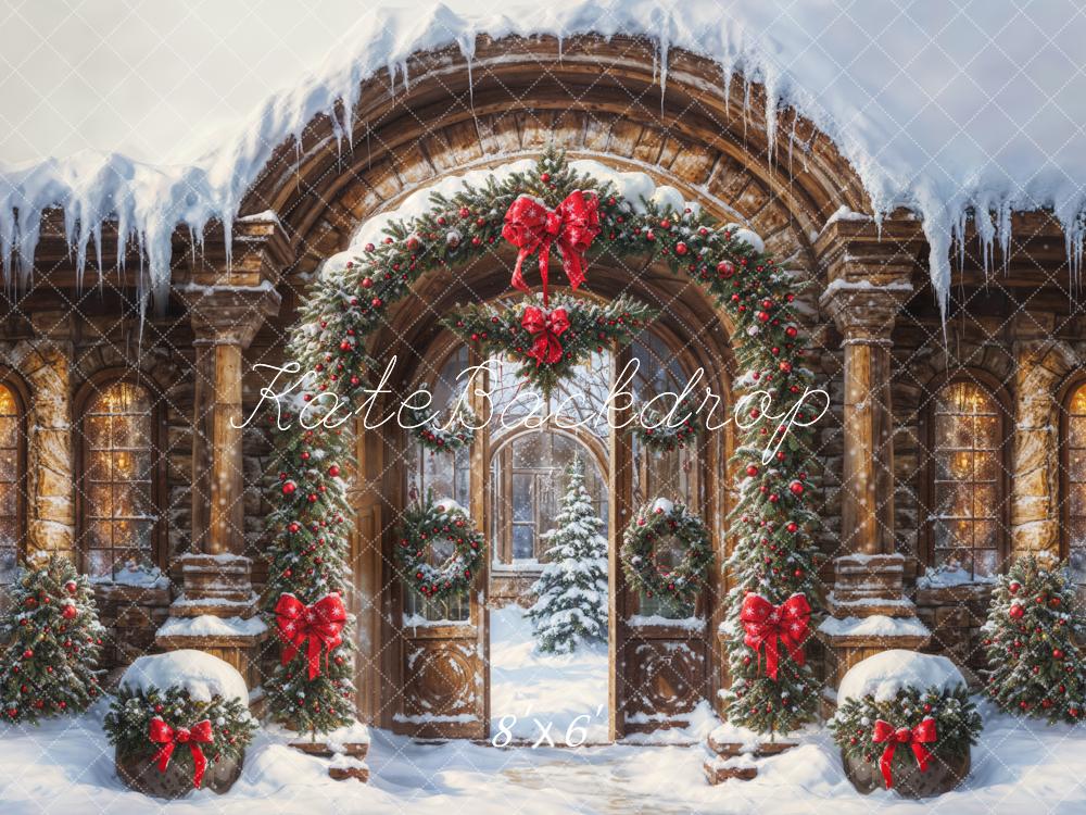 Kate Christmas Arch Winter Snow Gate Backdrop Designed by GQ