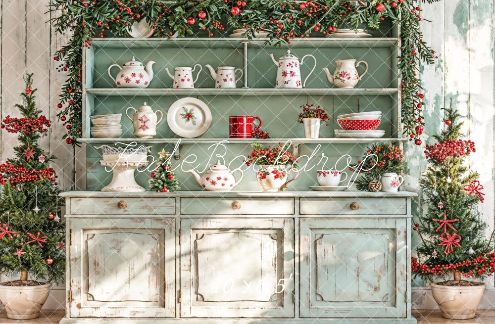 Kate Christmas Kitchen Sunshine Green Backdrop Designed by Emetselch