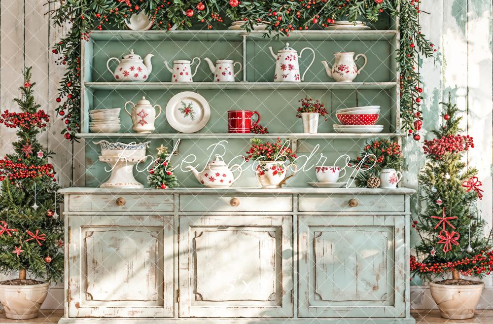 Kate Christmas Kitchen Sunshine Green Backdrop Designed by Emetselch