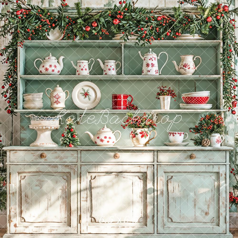 Kate Christmas Kitchen Sunshine Green Backdrop Designed by Emetselch